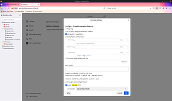 Screen capture of Firefox settings showing DNS over HTTPS set to Cloudflare.