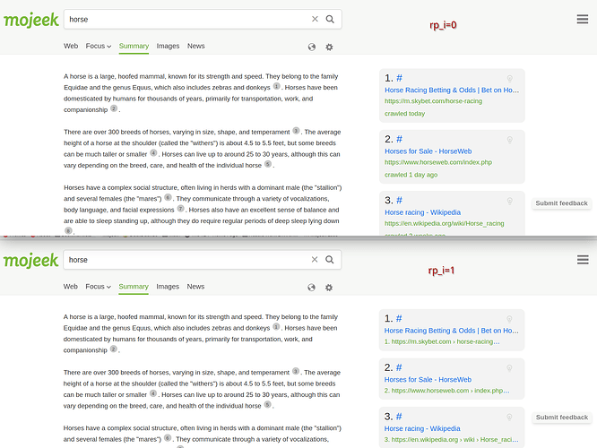 Side-by-side comparison of machine learning summaries. In this case, my numbering is not doubled because I have the Tidy URL Style turned off.