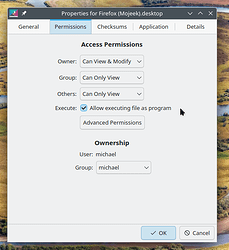 KDE's file permissions.