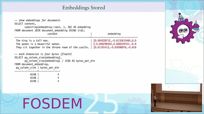 Show the embeddings in the database.
