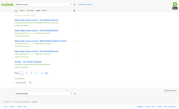 Search results from cia.gov while using a site: operator.
