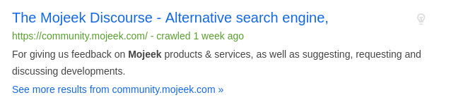 Mojeek search result with title on top.