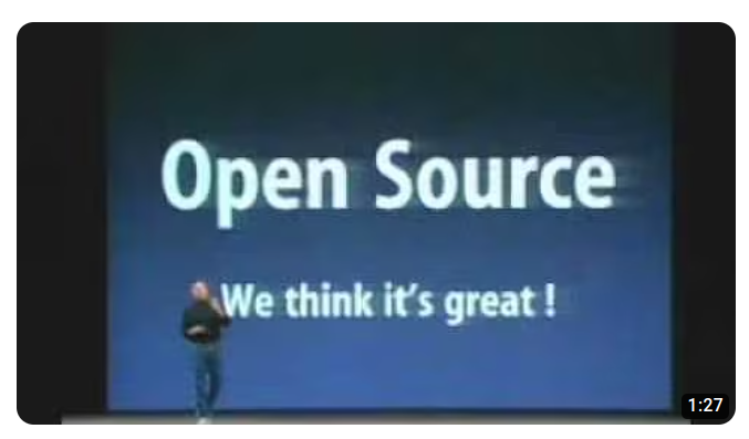 Macworld 2003 Slide: Open Source: We think it's great!