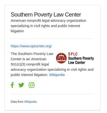Updated screen capture of the infobox which omits "A left-wing" from the description. It now reads: "American nonprofit legal advocacy organization specializing in civil rights and public interest litigation."